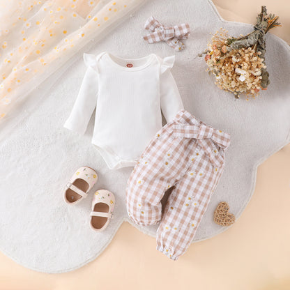 Baby Bow Top Pants Comfortable Suit