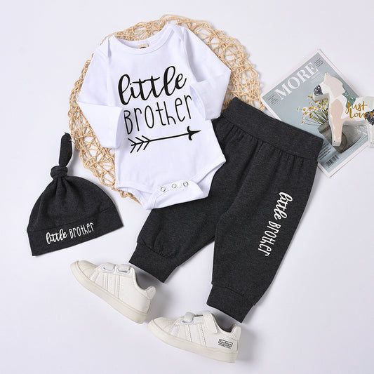 Children's Crew Neck Men's Cotton Non Hooded Black Letter Suit