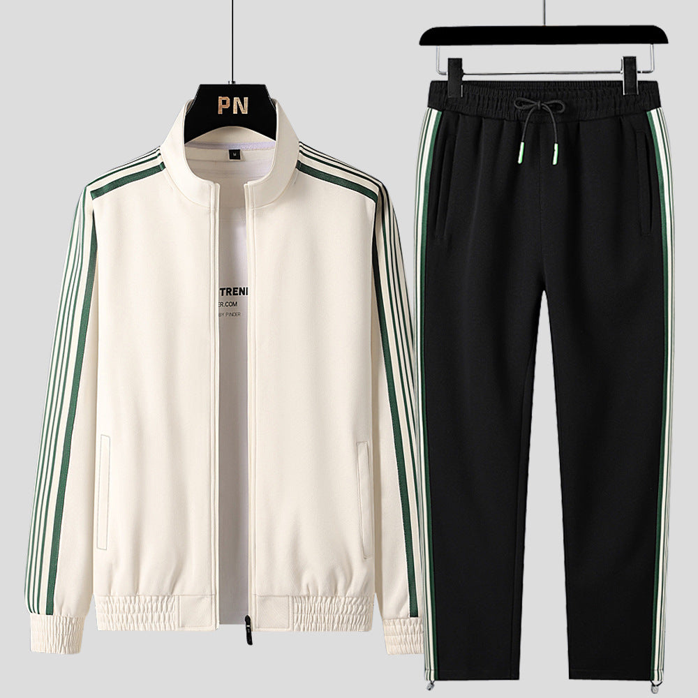 Stand Collar Loose Casual Three Bars Sports Suit