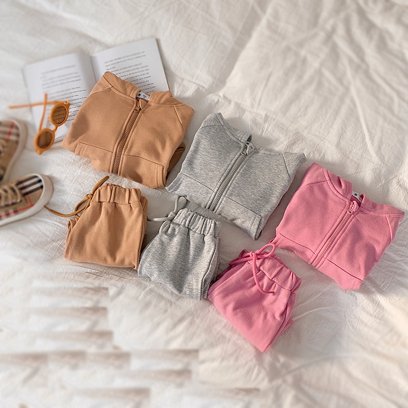 Children's Fried Street Autumn Boyish Look Sports Two-piece Set