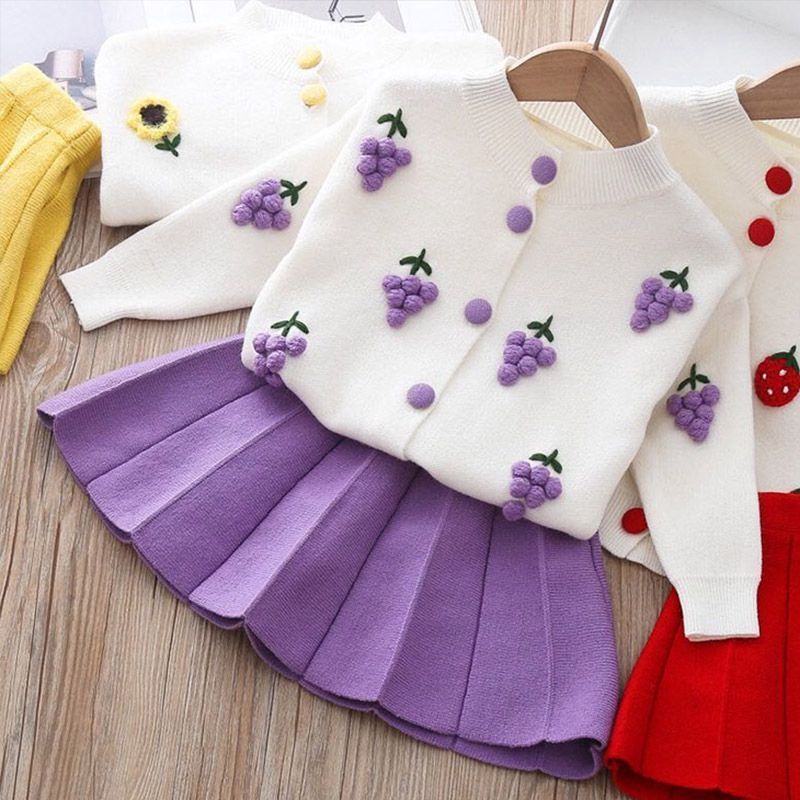 Sunflower Thin Sweater Coat And Skirt Two-piece Suit