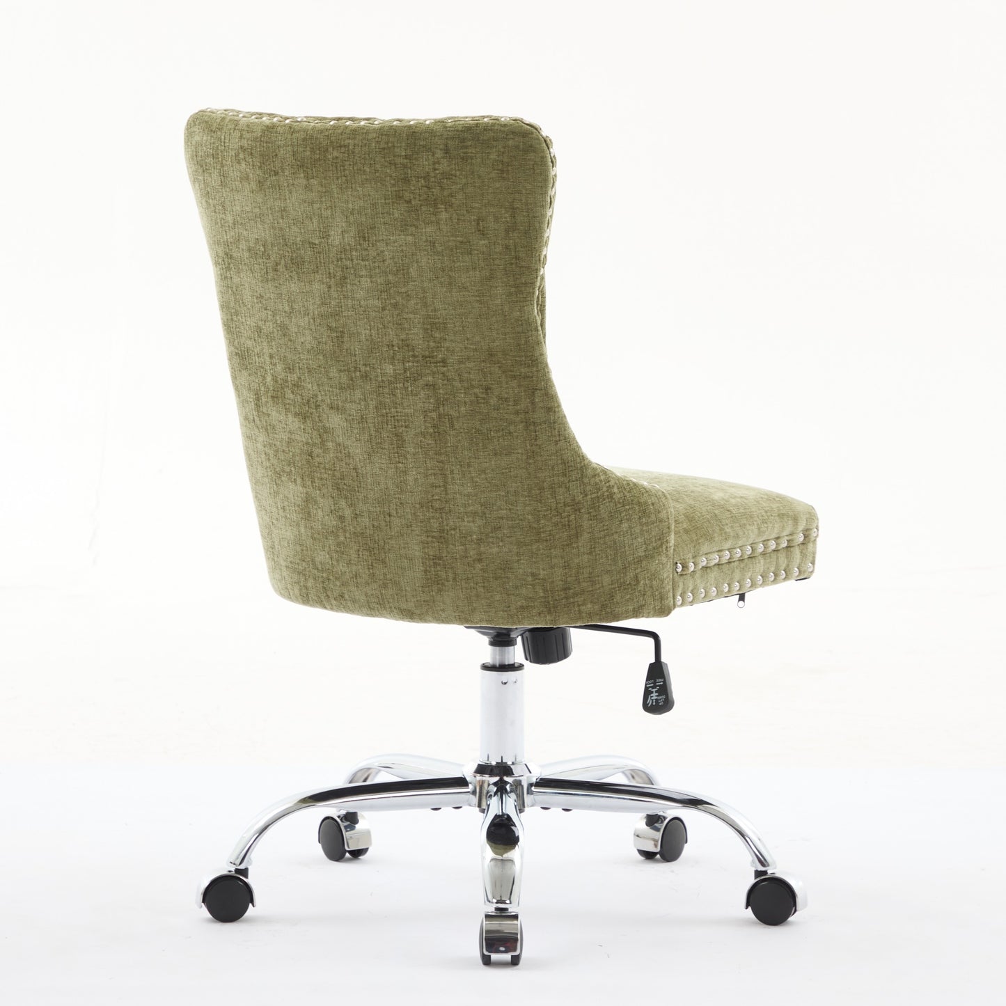 A&A Furniture Office Chair,Modern Chenille Upholstered Tufted Button Home Office Chair With Chrome Metal Base,Adjustable Desk Chair Swivel Office Chair Gree