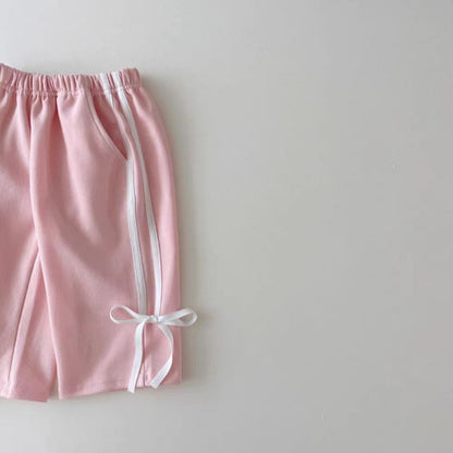 Baby Bowknot Strip Patchwork Sweater Suit All-matching Western Style