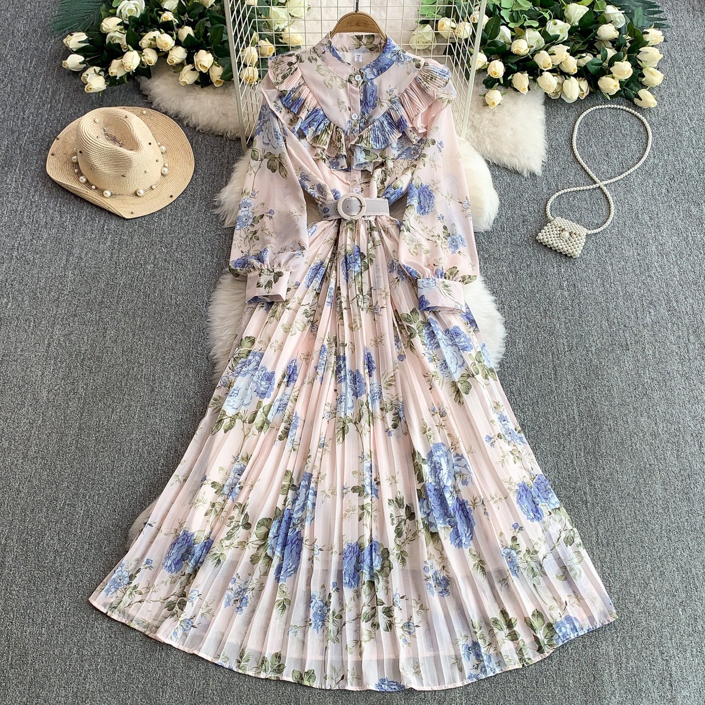 Women's New Cinched Pleated Elegant Dress