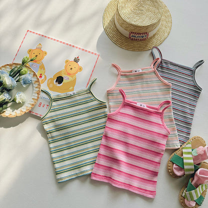 Girls' Cartoon Embroidered Slim Stretch Casual Vest