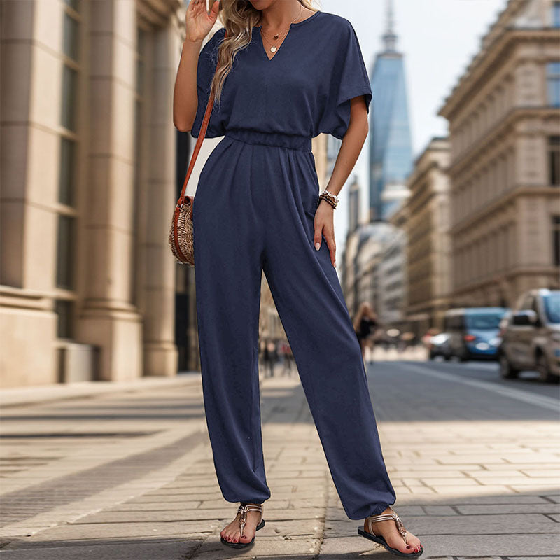 New European And American Summer Women's Casual Solid Color European And American Jumpsuit