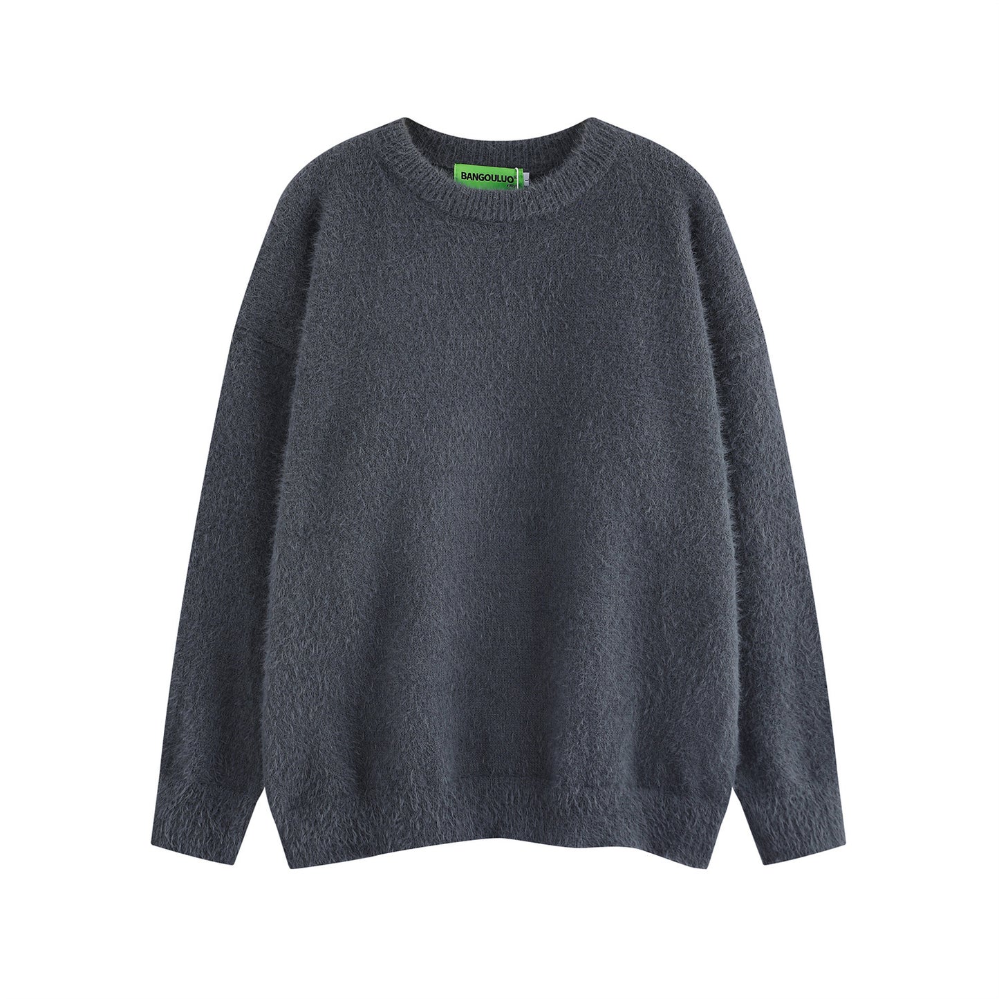 American Retro Simple Solid Color Crew Neck Pullover Sweater Men And Women