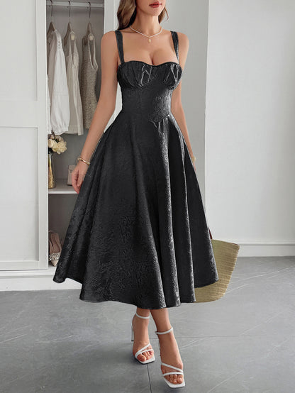 Elegant Graceful Strap Jacquard Maxi Dress Women's Clothing