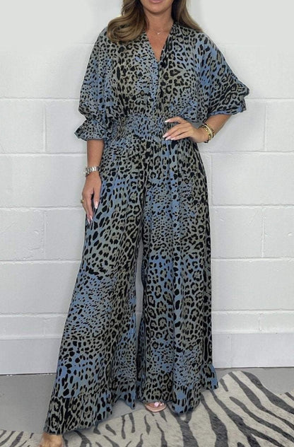 Women's Fashion Leopard Print Casual Jumpsuit