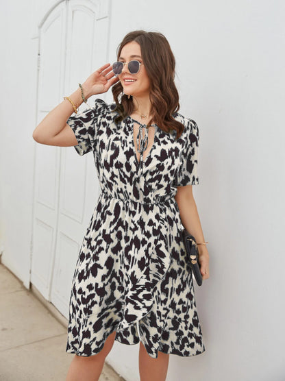 Casual Fashion Short Sleeve V-neck Printed Dress