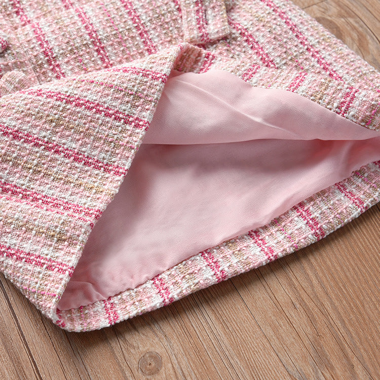 Season Skirt Set Two Pieces Long Sleeve Check Korean Version