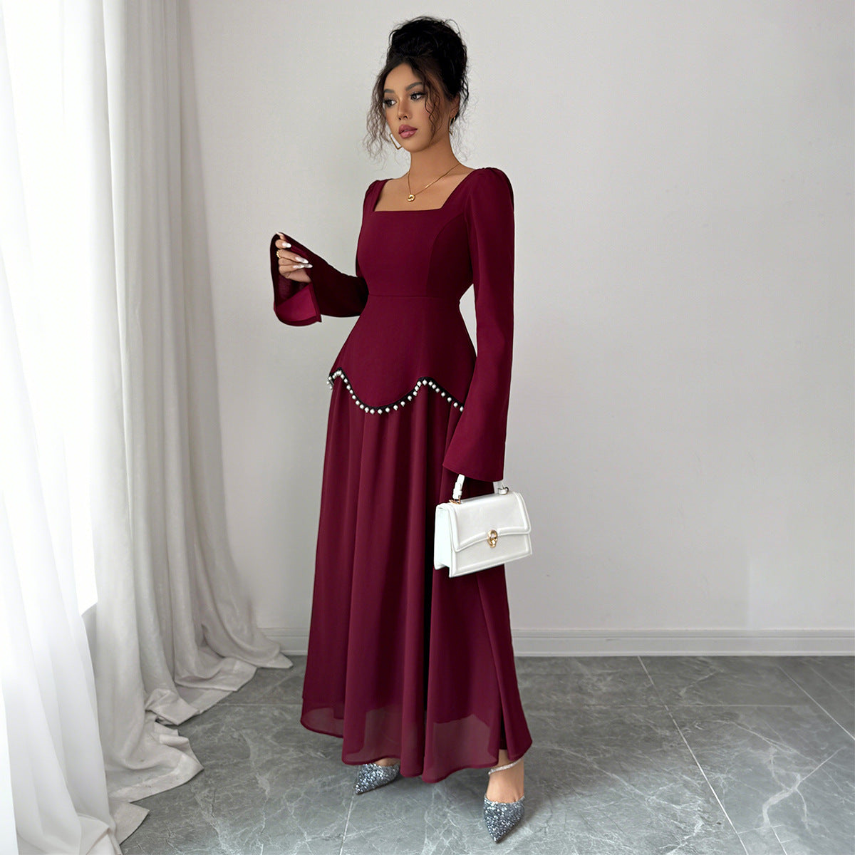 Minimalist Long Sleeve Senior Dress Women's Clothing