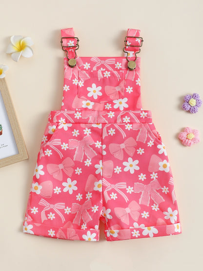 Baby Flower Cherry Print Suspender Pants