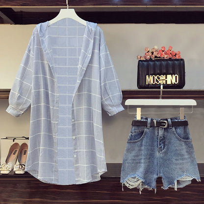 Fat Sister Spring And Summer Sun Protection Clothing Shorts Two-piece Set