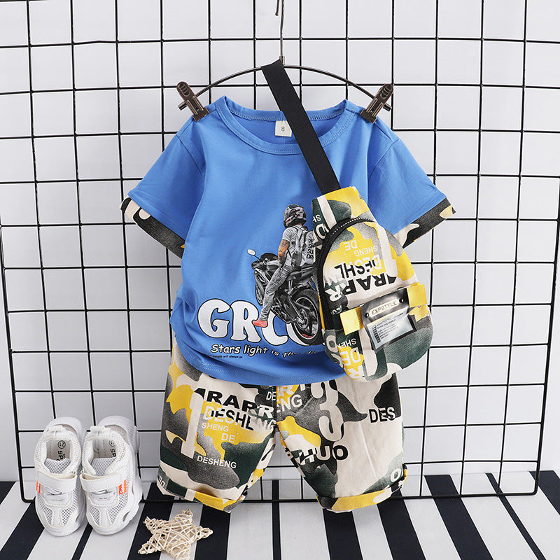 Baby Boy's Cotton Print Short Sleeve Suit