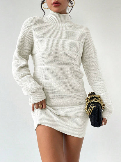 European And American Autumn And Winter Half-high Collar Knitwear Dress