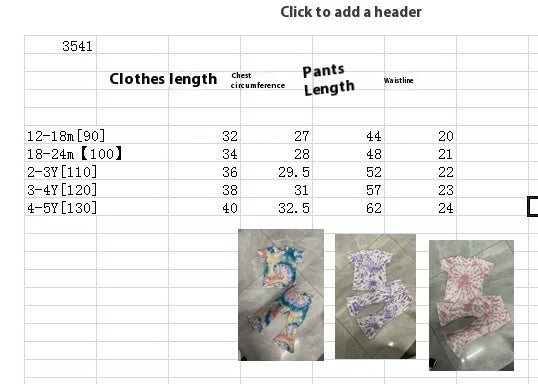 Girls' Tie-dye Peplum Top Bell-bottom Pants Suit