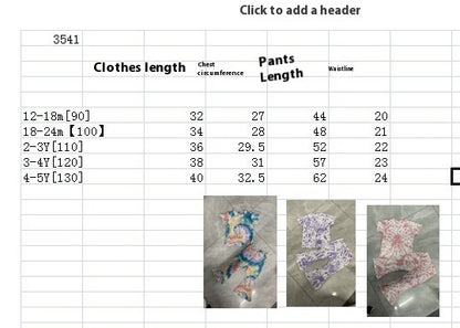 Girls' Tie-dye Peplum Top Bell-bottom Pants Suit