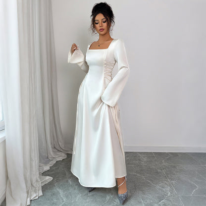 Advanced Solid Color Long Sleeve Dress Women's Clothing