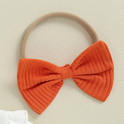 Children Ruffles Sleeve Sweater Sunken Stripe Cotton Bell-bottom Pants Suit