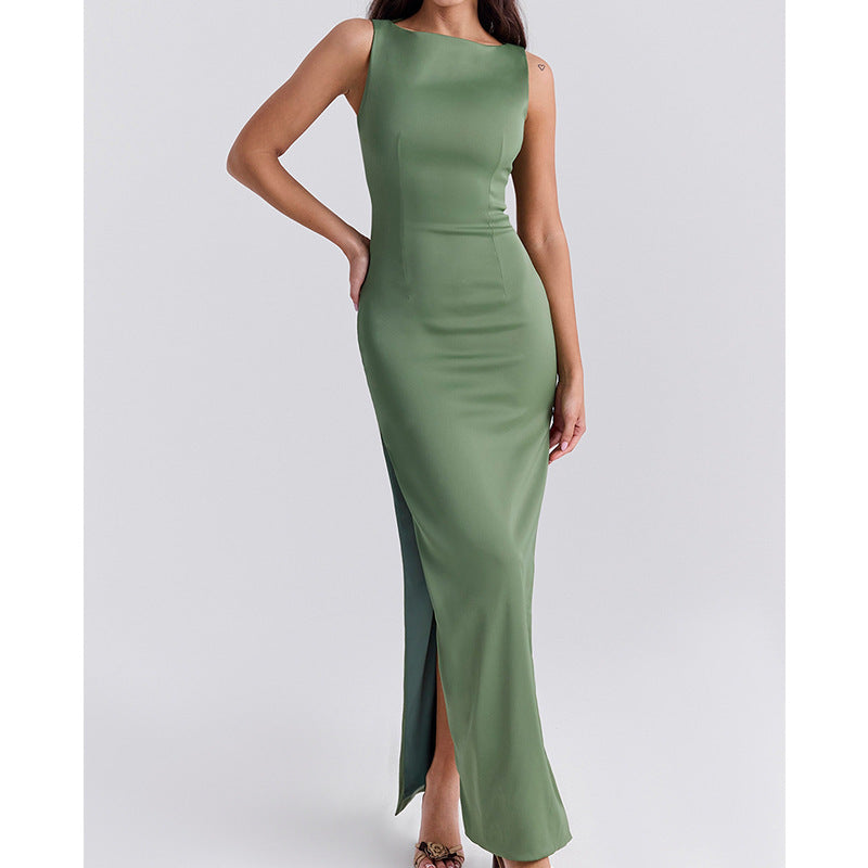 Female Retro Hip-wrapped Slit Slim-fitting Hot Girl Dress