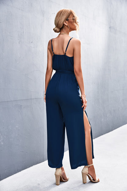 Women's Clothing New Hot Sale V-neck Strap Split Jumpsuit