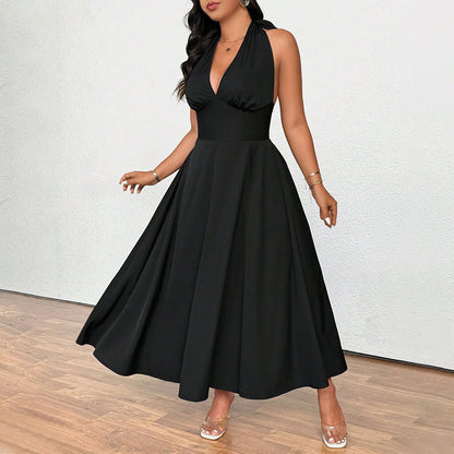 Plus Size Women's Clothing French Socialite Temperament V-neck Dress