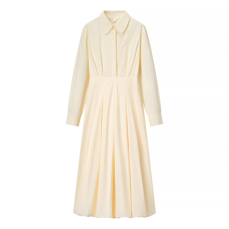 Women's Cotton Solid Color Long Sleeve Dress