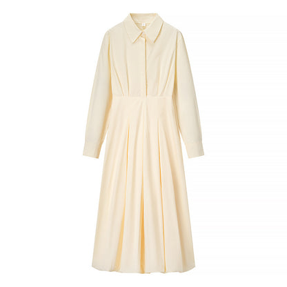 Women's Cotton Solid Color Long Sleeve Dress