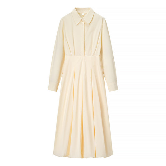 Women's Cotton Solid Color Long Sleeve Dress