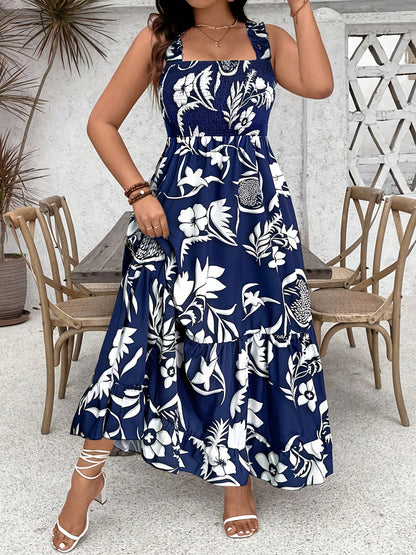 Women's Holiday Style Printing Mid-length Dress