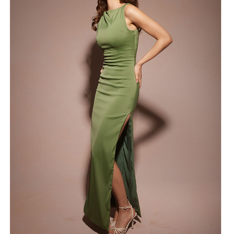 Female Retro Hip-wrapped Slit Slim-fitting Hot Girl Dress