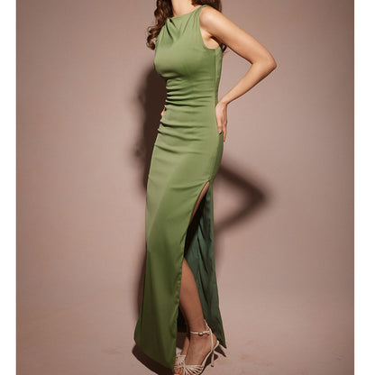 Female Retro Hip-wrapped Slit Slim-fitting Hot Girl Dress