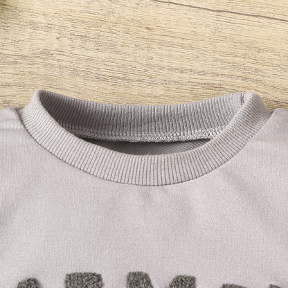 Autumn And Winter Children's Letter Printing Boys And Girls Long Sleeve Sweater Pants Two-piece Set