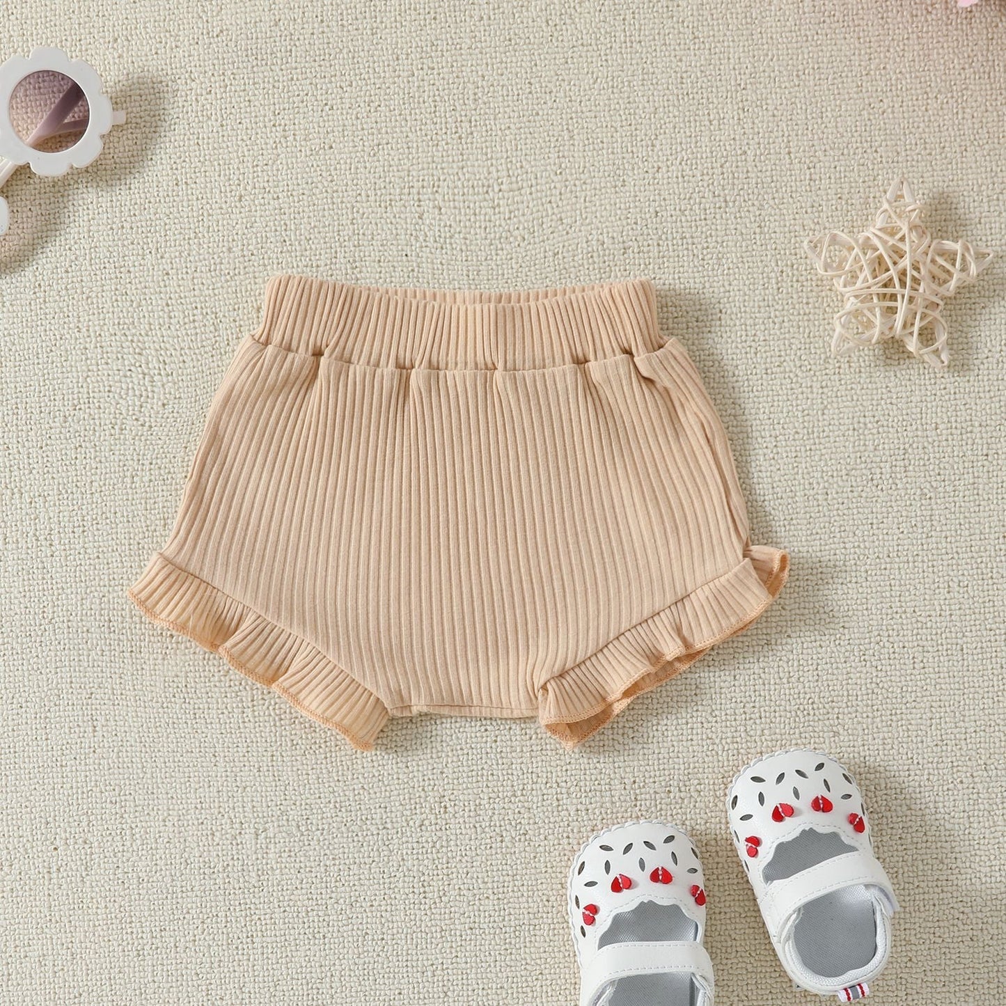 Suspender Top Solid Color Shorts Girls' Summer Two-piece Suit