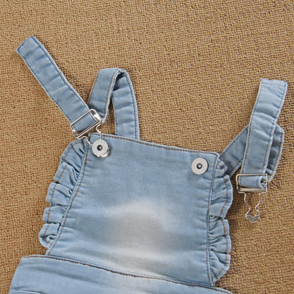 Girls' Summer Denim Strap Dress