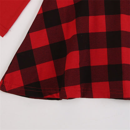 Christmas New Festival Girls' Red Plaid Dress