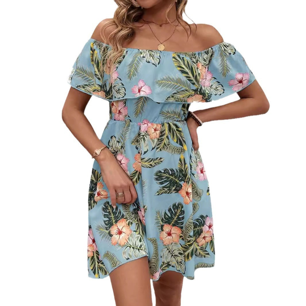 Women's Fashion Printed Off-shoulder Dress