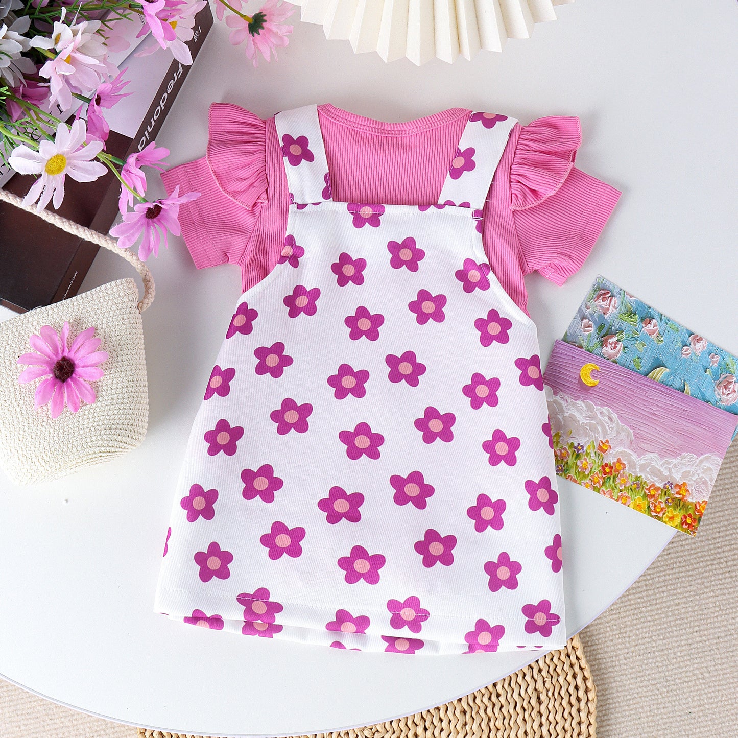 Children's Clothing Fashion Infant Suit Flounced Sleeve Printing