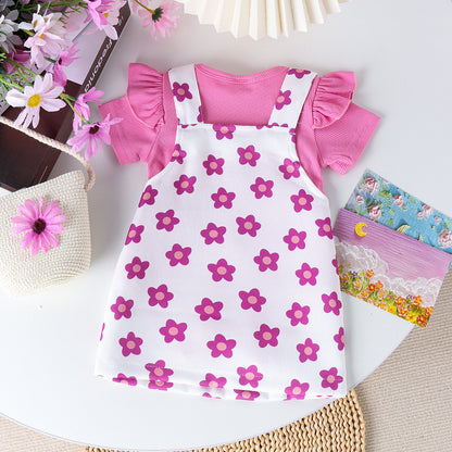 Children's Clothing Fashion Infant Suit Flounced Sleeve Printing