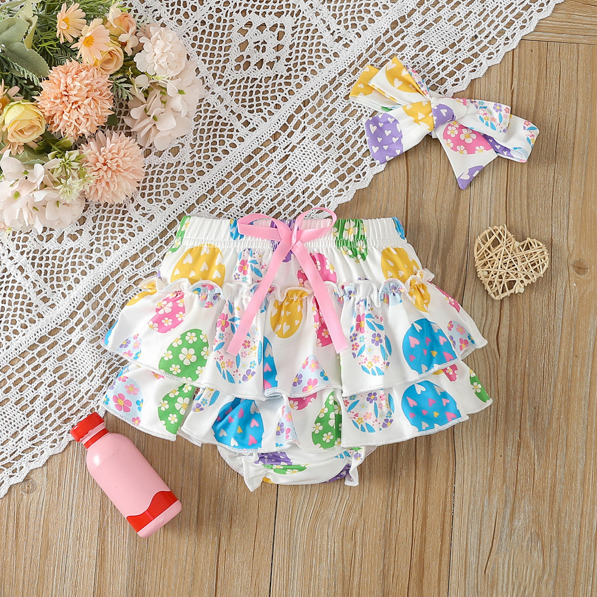Baby Girl Summer Short Sleeved Kazakhstan PP Shorts Suit