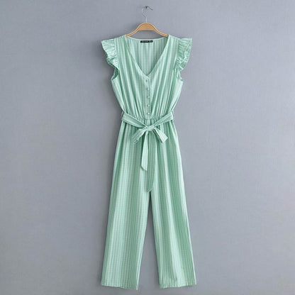 Denise collectie - Stijlvolle katoenen jumpsuit met strepen