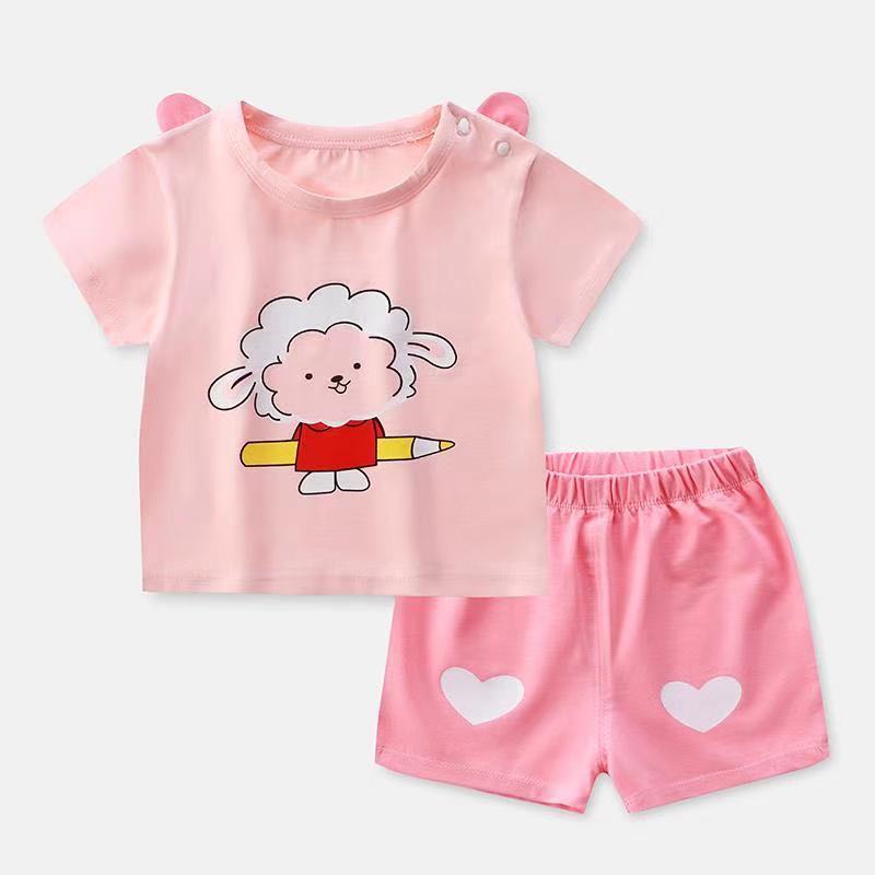 Summer Short-Sleeved Shorts Suit Children's Cotton Half-Sleeved T-Shirt Two-Piece Baby Clothes