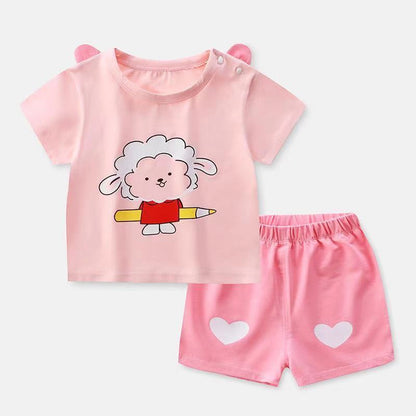 Summer Short-Sleeved Shorts Suit Children's Cotton Half-Sleeved T-Shirt Two-Piece Baby Clothes