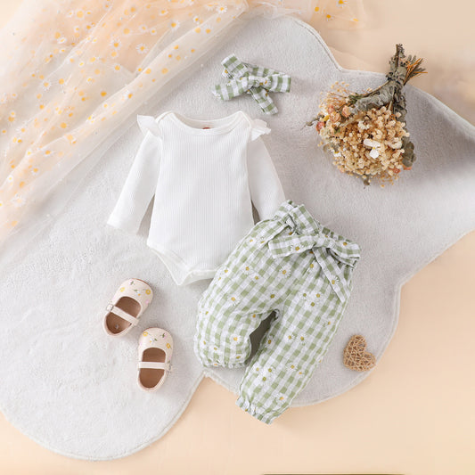 Baby Bow Top Pants Comfortable Suit