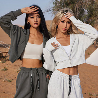 Women's Long-sleeved Fleese Suit Two-piece Set