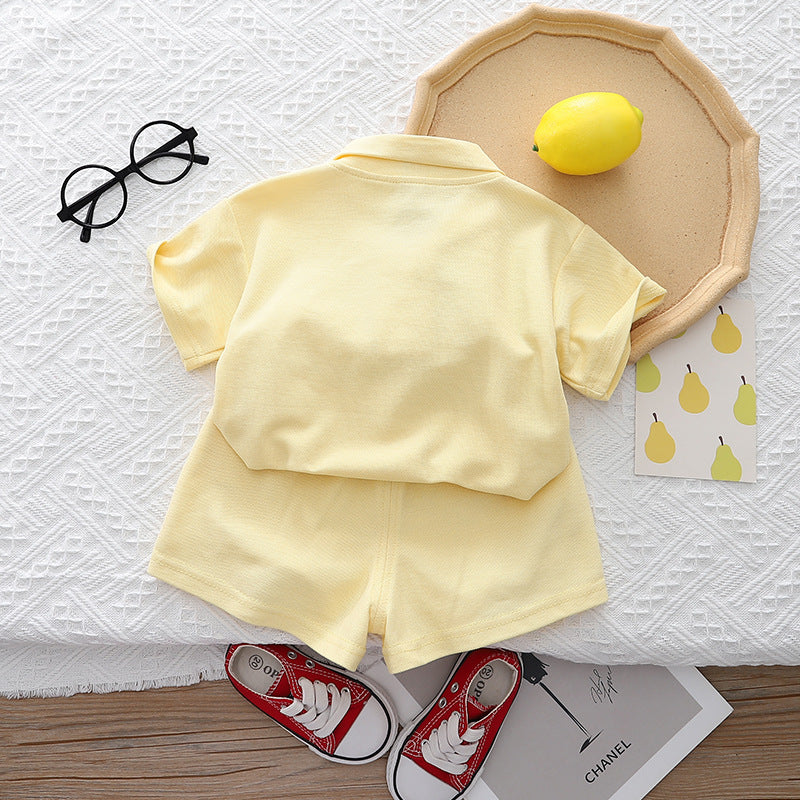 Girls' Summer Cotton Short-sleeved Shorts Suit