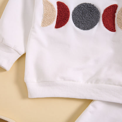 Solid Color Towel Embroidery Casual Long-sleeved Top And Trousers Two-piece Set