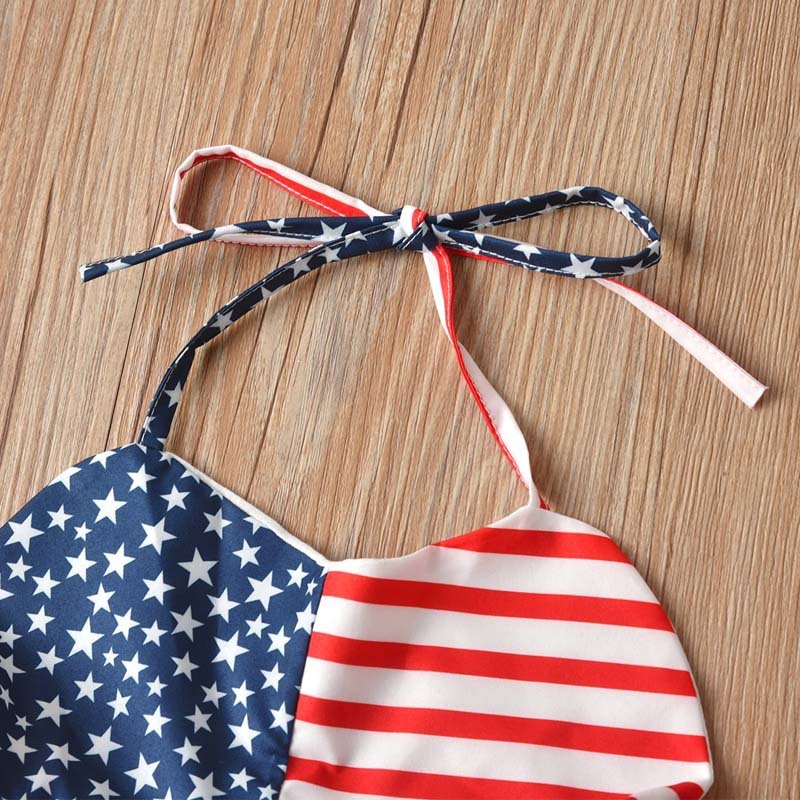 Girls' Spaghetti-strap Floral Print Jeans Suit