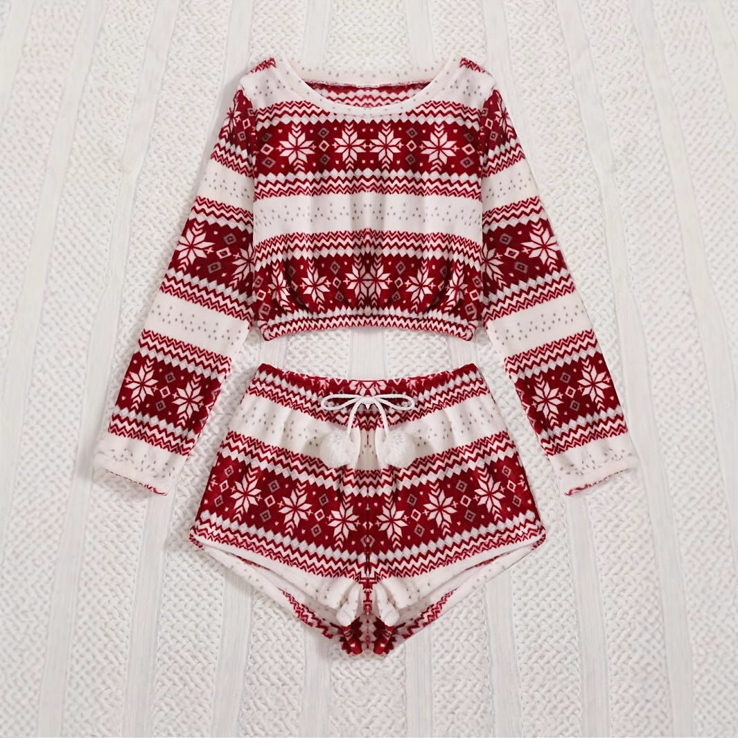 Coral Fleece Christmas Venonat Decoration Round Neck Shorts Long-sleeve Suit